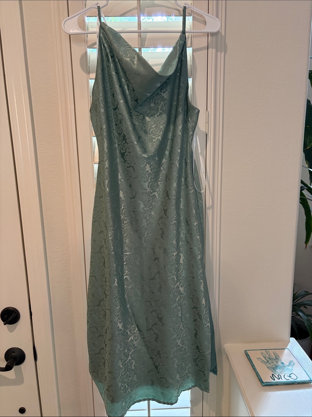 Beautiful Satin Lace Slip Dress in Sage Green